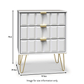 Harlow White 3 Drawer Midi Sideboard with Gold Hairpin Legs dimensions