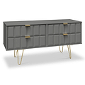 Harlow Grey 4 Drawer Low TV Unit with Gold Hairpin Legs  from Roseland