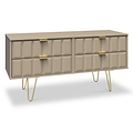 Harlow Taupe 4 Drawer Low TV Unit with Gold Hairpin Legs from Roseland
