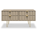 Harlow Taupe 4 Drawer Low TV Unit with Gold Hairpin Legs 