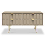 Harlow Taupe 4 Drawer Low TV Unit with Gold Hairpin Legs 