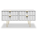 Harlow White 4 Drawer Low TV Unit with Gold Hairpin Legs 