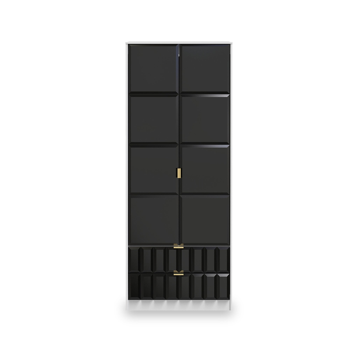 Harlow Black & White 2 Door 2 Drawer Panelled Wardrobe