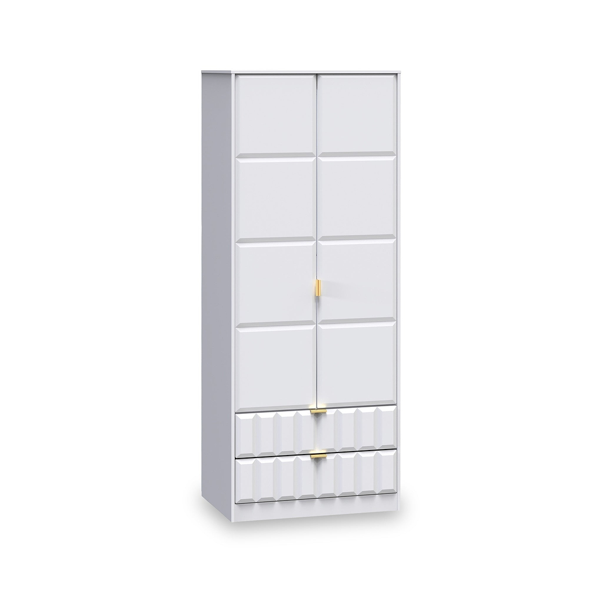 Harlow White 2 Door 2 Drawer Panelled Wardrobe from Roseland