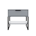 Hudson Grey 1 Drawer with Shelf Side Table with black legs from Roseland