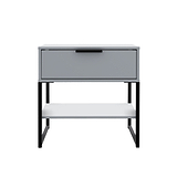 Hudson Grey 1 Drawer with Shelf Side Table with black legs from Roseland