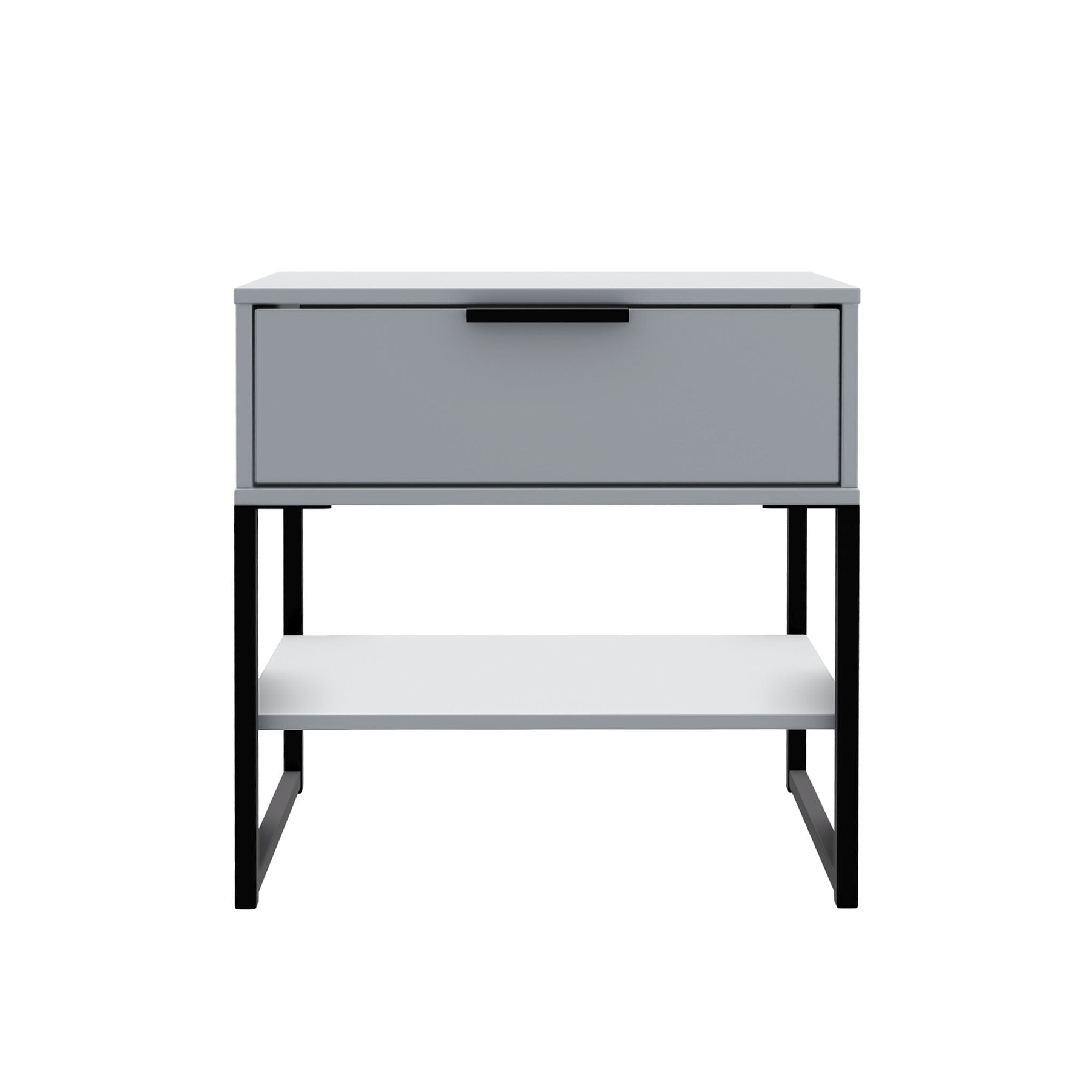 Hudson Grey 1 Drawer with Shelf Side Table with black legs from Roseland