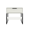 Hudson White 1 Drawer with Shelf Side Table with black legs from Roseland