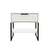 Hudson White 1 Drawer with Shelf Side Table with black legs from Roseland