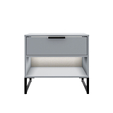 Hudson Grey 1 Drawer with open shelf side table from Roseland