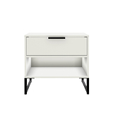 Hudson White 1 Drawer with open shelf side table