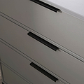 Hudson Grey 4 Drawer Chest with black legs close up