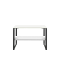Hudson White Sofa Side Lamp Table with Shelf and black legs