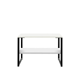 Hudson White Sofa Side Lamp Table with Shelf and black legs