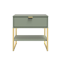 Hudson Olive 1 Drawer with Shelf Side Table with gold legs from Roseland