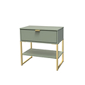 Hudson Olive 1 Drawer with Shelf Side Table with gold legs