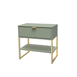 Hudson Olive 1 Drawer with Shelf Side Table with gold legs