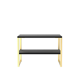 Hudson Black Sofa Side Lamp Table with shelf and gold legs from Roseland