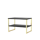 Hudson Black Sofa Side Lamp Table with shelf and gold legs