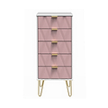 Geo white and pink slim 5 drawer tallboy chest from roseland