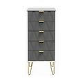 Geo white and grey slim 5 drawer tallboy chest from roseland