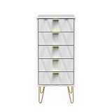 Geo white slim 5 drawer tallboy chest from roseland