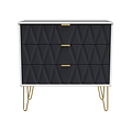 Geo White and Navy 3 Drawer Chest with Gold Hairpin Legs from Roseland
