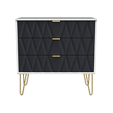 Geo White and Navy 3 Drawer Chest with Gold Hairpin Legs from Roseland
