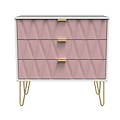 Geo White and Pink 3 Drawer Chest with Gold Hairpin Legs from Roseland