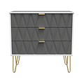 Geo White and Grey 3 Drawer Chest with Gold Hairpin Legs from Roseland