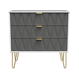 Geo White and Grey 3 Drawer Chest with Gold Hairpin Legs from Roseland