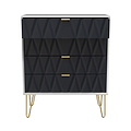 Geo white and navy 4 drawer chest with gold hair pins legs from roseland