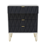 Geo white and navy 4 drawer chest with gold hair pins legs from roseland