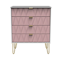 Geo white and pink 4 drawer chest with gold hair pins legs from roseland