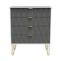 Geo white and grey 4 drawer chest with gold hair pins legs from roseland