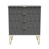 Geo white and grey 4 drawer chest with gold hair pins legs from roseland