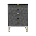 Geo white and grey large 5 drawer chest with gold hair pin legs from roseland