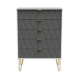 Geo white and grey large 5 drawer chest with gold hair pin legs from roseland