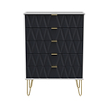 Geo white and navy large 5 drawer chest with gold hair pin legs from roseland
