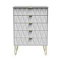 Geo white large 5 drawer chest with gold hair pin legs from roseland