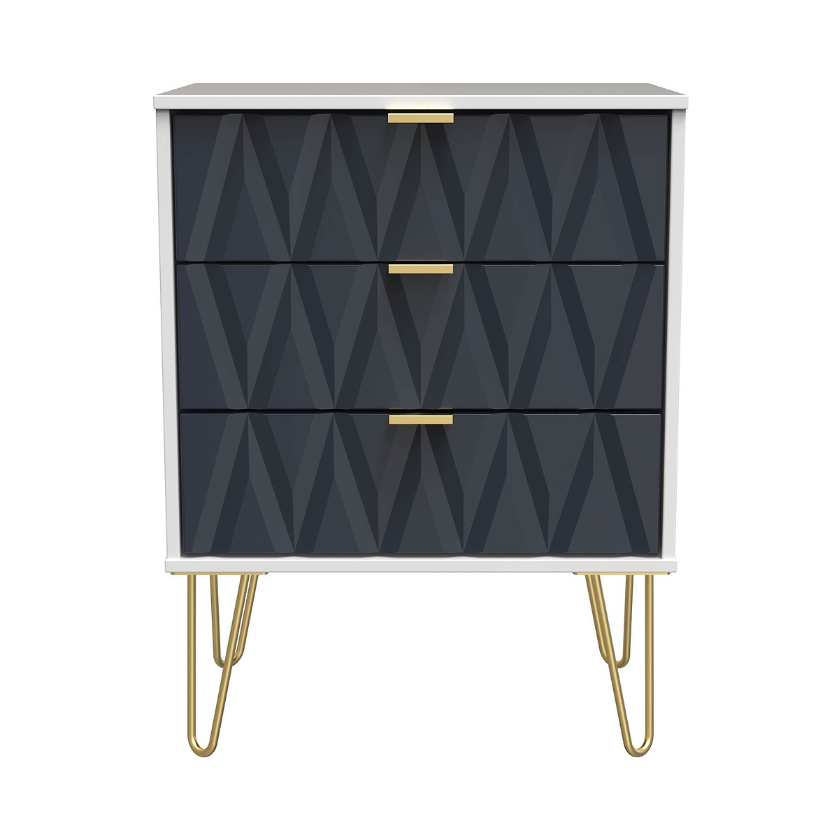 Geo White and Navy 3 Drawer Midi Chest from Roseland