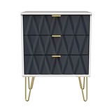 Geo White and Navy 3 Drawer Midi Chest from Roseland