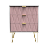 Geo White and Pink 3 Drawer Midi Chest from Roseland