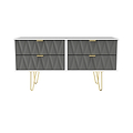 Geo white and grey 4 Drawer Low TV Unit with gold hairpin legs from roserland
