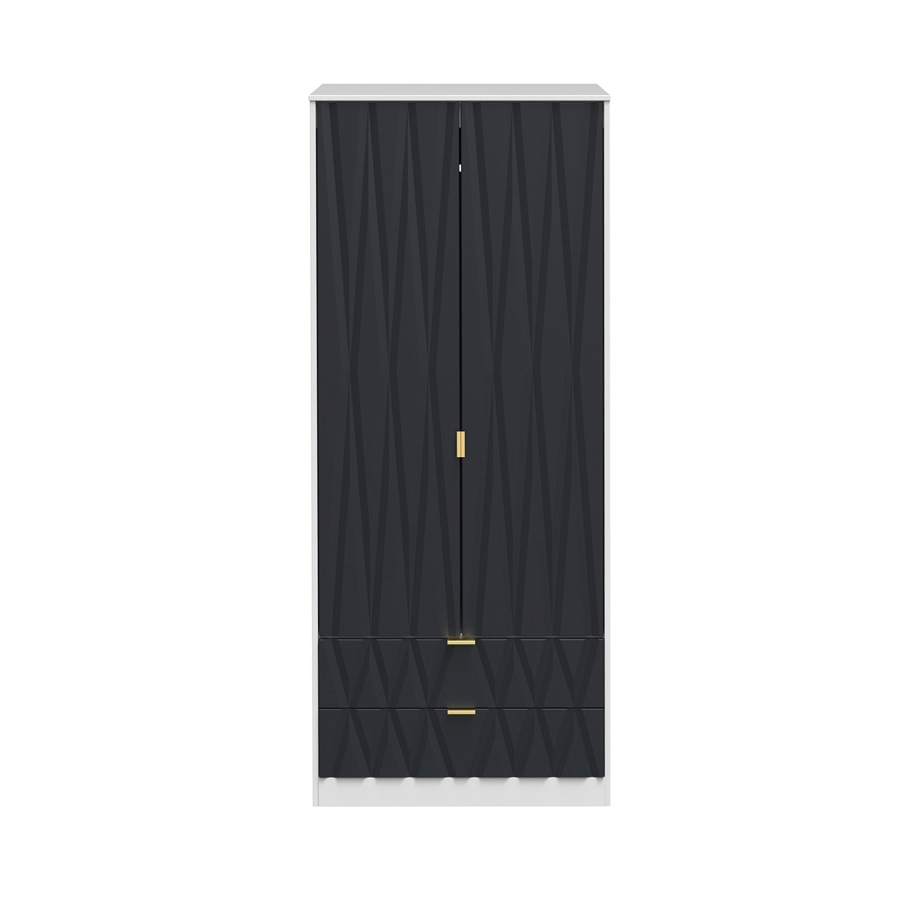 Geo white and navy panelled 2 drawer double wardrobe from roseland