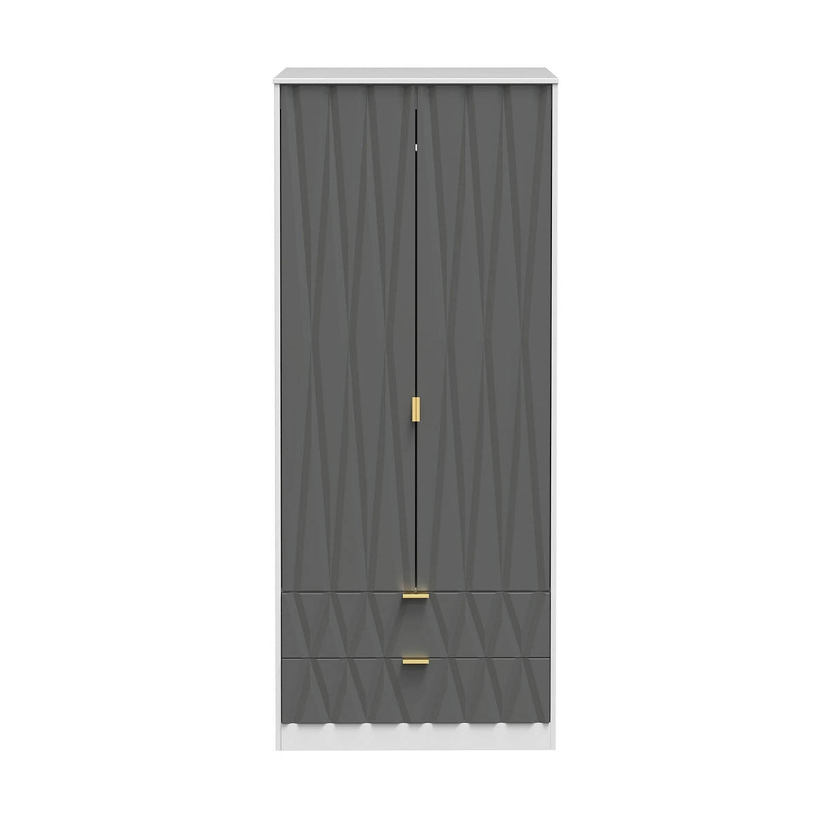 Geo white and grey panelled 2 drawer double wardrobe by roseland