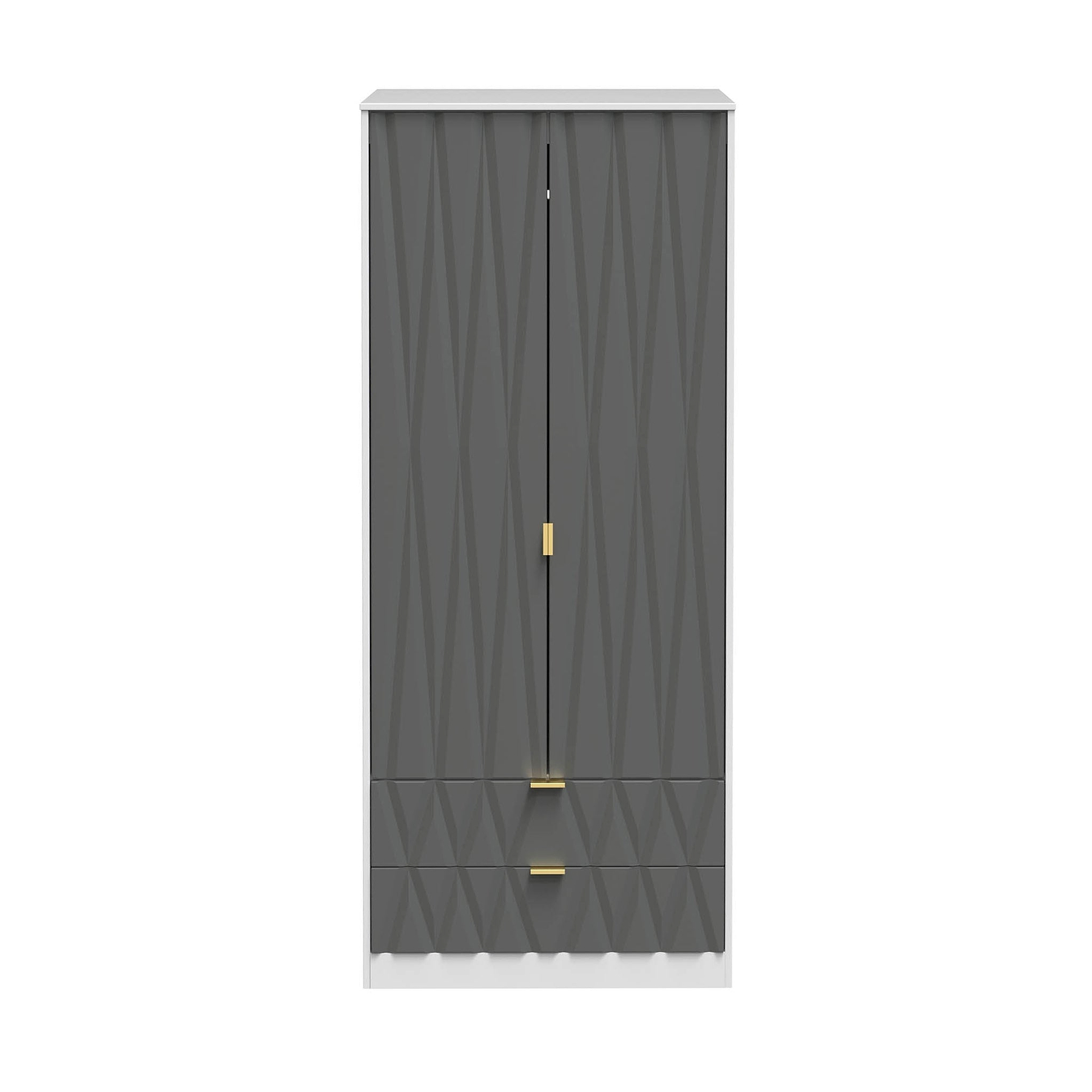 Geo white and grey panelled 2 drawer double wardrobe by roseland