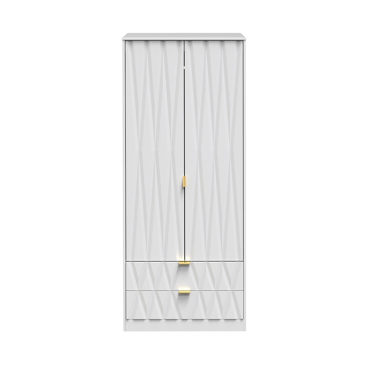 Geo white panelled 2 drawer double wardrobe