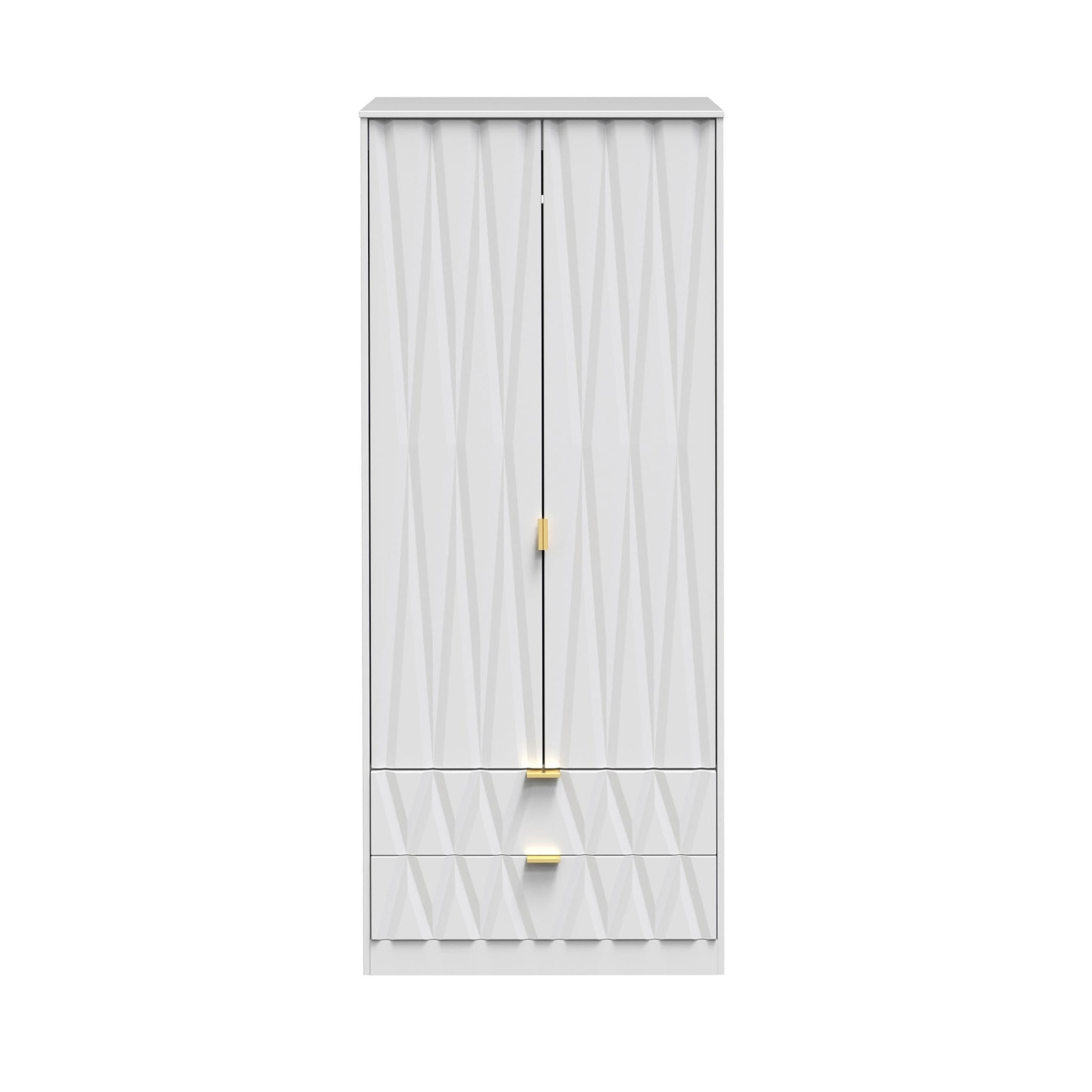 Geo white panelled 2 drawer double wardrobe