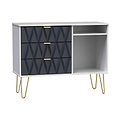 Geo White and Navy 3 Drawer Contemporary TV Unit Stand